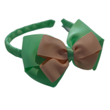 School Woven Double Cherish Bow Headband School Uniform Headband Hair Accessories Pinkberry Kisses Mint Green Peach 