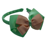 School Woven Double Cherish Bow Headband School Uniform Headband Hair Accessories Pinkberry Kisses Mint Green Peach