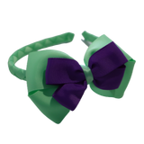 School Woven Double Cherish Bow Headband School Uniform Headband Hair Accessories Pinkberry Kisses Mint Green Purple 