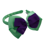 School Woven Double Cherish Bow Headband School Uniform Headband Hair Accessories Pinkberry Kisses Mint Green Purple