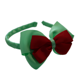 School Woven Double Cherish Bow Headband School Uniform Headband Hair Accessories Pinkberry Kisses Mint Green Red