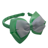 School Woven Double Cherish Bow Headband School Uniform Headband Hair Accessories Pinkberry Kisses Mint Green White
