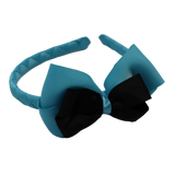 School Woven Double Cherish Bow Headband School Uniform Headband Hair Accessories Pinkberry Kisses Misty Turquoise Black