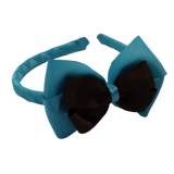 School Woven Double Cherish Bow Headband School Uniform Headband Hair Accessories Pinkberry Kisses Misty Turquoise Brown