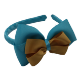 School Woven Double Cherish Bow Headband School Uniform Headband Hair Accessories Pinkberry Kisses Misty Turquoise Gold
