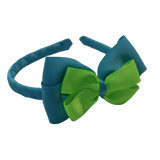 School Woven Double Cherish Bow Headband School Uniform Headband Hair Accessories Pinkberry Kisses Misty Turquoise Key Lime