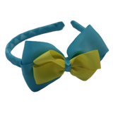 School Woven Double Cherish Bow Headband School Uniform Headband Hair Accessories Pinkberry Kisses Misty Turquoise Lemon