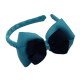 School Woven Double Cherish Bow Headband School Uniform Headband Hair Accessories Pinkberry Kisses Misty Turquoise navy Blue