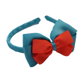 School Woven Double Cherish Bow Headband School Uniform Headband Hair Accessories Pinkberry Kisses Misty Turquoise Neon Orange