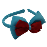 School Woven Double Cherish Bow Headband School Uniform Headband Hair Accessories Pinkberry Kisses Misty Turquoise Red