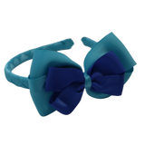 School Woven Double Cherish Bow Headband School Uniform Headband Hair Accessories Pinkberry Kisses Misty Turquoise Royal Blue