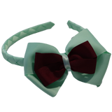School Woven Double Cherish Bow Headband School Uniform Headband Hair Accessories Pinkberry Kisses Pastel Green Burgundy
