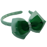 School Woven Double Cherish Bow Headband School Uniform Headband Hair Accessories Pinkberry Kisses Pastel Green Emerald Green
