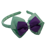 School Woven Double Cherish Bow Headband School Uniform Headband Hair Accessories Pinkberry Kisses Pastel Green Purple