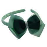 School Woven Double Cherish Bow Headband School Uniform Headband Hair Accessories Pinkberry Kisses Pastel Green Hunter Green