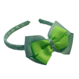 School Woven Double Cherish Bow Headband School Uniform Headband Hair Accessories Pinkberry Kisses Pastel Green Key Lime
