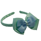 School Woven Double Cherish Bow Headband School Uniform Headband Hair Accessories Pinkberry Kisses Pastel Green Light Blue 
