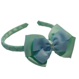 School Woven Double Cherish Bow Headband School Uniform Headband Hair Accessories Pinkberry Kisses Pastel Green Light Blue