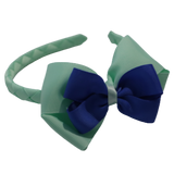 School Woven Double Cherish Bow Headband School Uniform Headband Hair Accessories Pinkberry Kisses Pastel Green Royal Blue