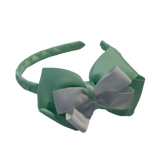 School Woven Double Cherish Bow Headband School Uniform Headband Hair Accessories Pinkberry Kisses Pastel Green White