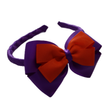 School Woven Double Cherish Bow Headband School Uniform Headband Hair Accessories Pinkberry Kisses Purple Autumn Orange