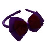 School Woven Double Cherish Bow Headband School Uniform Headband Hair Accessories Pinkberry Kisses Purple Burgundy