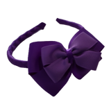 School Woven Double Cherish Bow Headband School Uniform Headband Hair Accessories Pinkberry Kisses Purple Grape