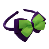 School Woven Double Cherish Bow Headband School Uniform Headband Hair Accessories Pinkberry Kisses Purple Key Lime