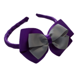 School Woven Double Cherish Bow Headband School Uniform Headband Hair Accessories Pinkberry Kisses Purple Light Grey