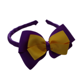 School Woven Double Cherish Bow Headband School Uniform Headband Hair Accessories Pinkberry Kisses Purple Mazie Yellow