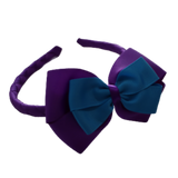 School Woven Double Cherish Bow Headband School Uniform Headband Hair Accessories Pinkberry Kisses Purple Methyl Blue