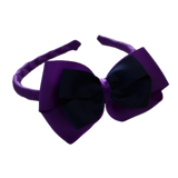 School Woven Double Cherish Bow Headband School Uniform Headband Hair Accessories Pinkberry Kisses Purple Navy Blue