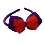 School Woven Double Cherish Bow Headband School Uniform Headband Hair Accessories Pinkberry Kisses Purple Neon Orange