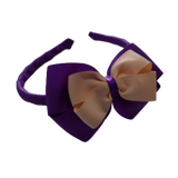 School Woven Double Cherish Bow Headband School Uniform Headband Hair Accessories Pinkberry Kisses Purple Peach