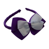 School Woven Double Cherish Bow Headband School Uniform Headband Hair Accessories Pinkberry Kisses Purple White