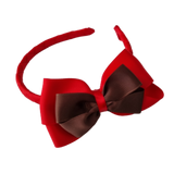 School Woven Double Cherish Bow Headband School Uniform Headband Hair Accessories Pinkberry Kisses Red Brown
