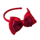 School Woven Double Cherish Bow Headband School Uniform Headband Hair Accessories Pinkberry Kisses Red Burgundy