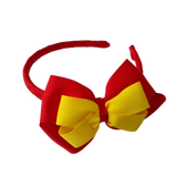 School Woven Double Cherish Bow Headband School Uniform Headband Hair Accessories Pinkberry Kisses Red Daffodil Yellow