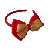 School Woven Double Cherish Bow Headband School Uniform Headband Hair Accessories Pinkberry Kisses Red Gold