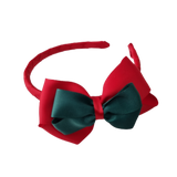 School Woven Double Cherish Bow Headband School Uniform Headband Hair Accessories Pinkberry Kisses Red Hunter Green Dark Green