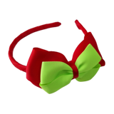School Woven Double Cherish Bow Headband School Uniform Headband Hair Accessories Pinkberry Kisses Red key Lime