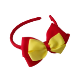 School Woven Double Cherish Bow Headband School Uniform Headband Hair Accessories Pinkberry Kisses Red Lemon Yellow