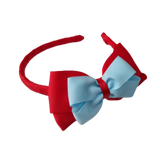 School Woven Double Cherish Bow Headband School Uniform Headband Hair Accessories Pinkberry Kisses Red Light Blue