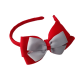 School Woven Double Cherish Bow Headband School Uniform Headband Hair Accessories Pinkberry Kisses Red Light Grey Silver