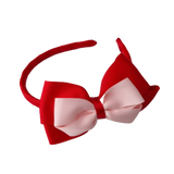 School Woven Double Cherish Bow Headband School Uniform Headband Hair Accessories Pinkberry Kisses Red Light Pink