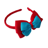 School Woven Double Cherish Bow Headband School Uniform Headband Hair Accessories Pinkberry Kisses Red Misty Turquoise 