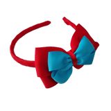 School Woven Double Cherish Bow Headband School Uniform Headband Hair Accessories Pinkberry Kisses Red Misty Turquoise
