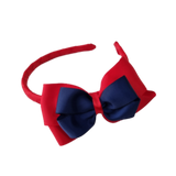 School Woven Double Cherish Bow Headband School Uniform Headband Hair Accessories Pinkberry Kisses Red Navy Blue