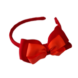 School Woven Double Cherish Bow Headband School Uniform Headband Hair Accessories Pinkberry Kisses Red Neon Orange