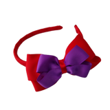 School Woven Double Cherish Bow Headband School Uniform Headband Hair Accessories Pinkberry Kisses Red Purple